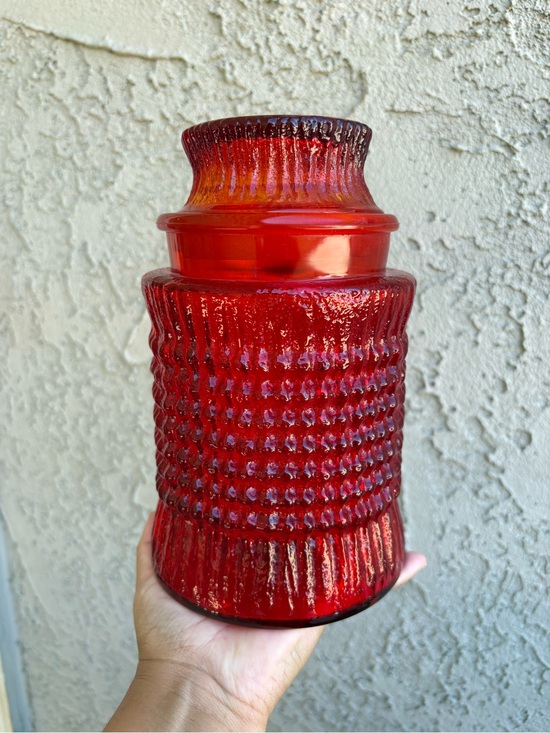 Le Smith Other - Vintage L.E. Smith Amberina Haystack 9” Canister UV Light Reactive Uranium